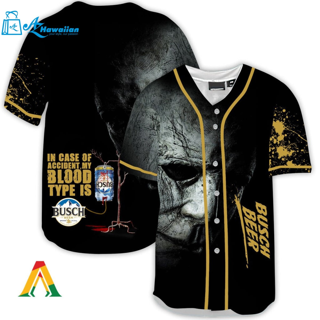 Halloween Horror Michael Myers Busch Beer Baseball Jersey