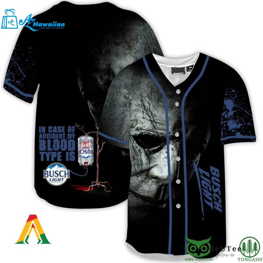 Halloween Horror Michael Myers Busch Light Baseball Jersey