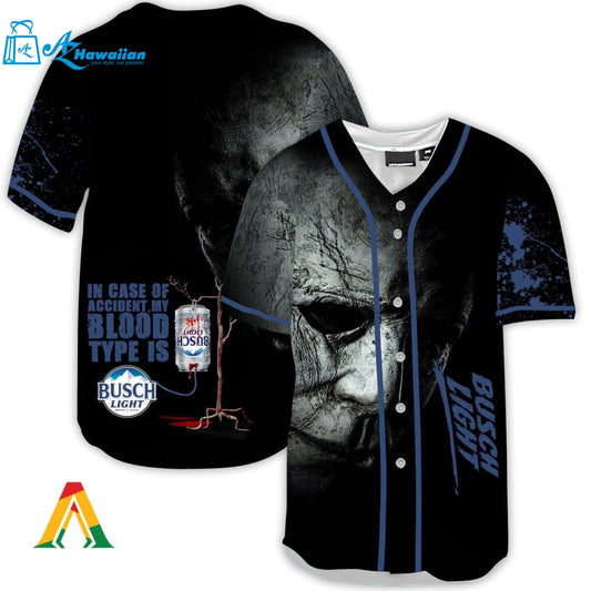 Halloween Horror Michael Myers Busch Light Baseball Jersey