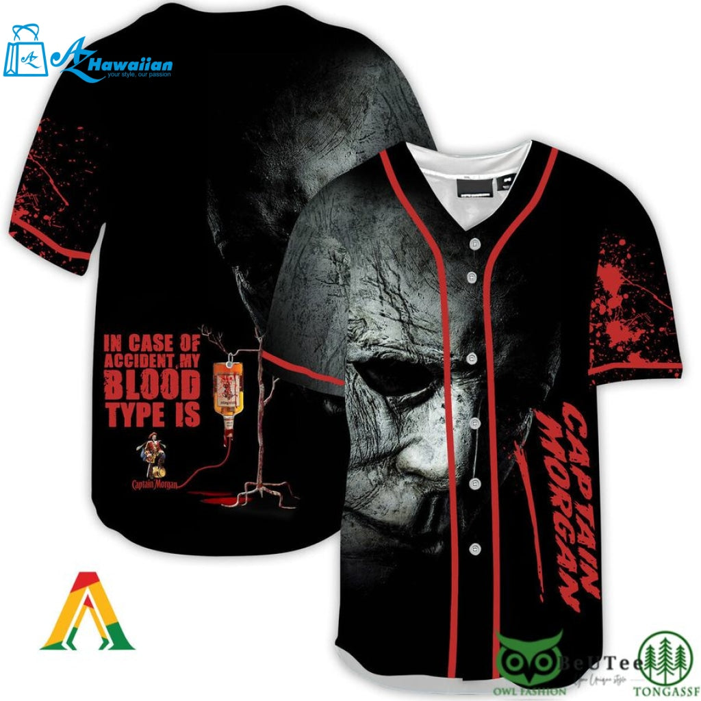 Halloween Horror Michael Myers Captain Morgan Baseball Jersey