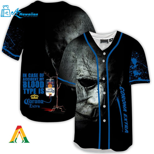 Halloween Horror Michael Myers Corona Extra Baseball Jersey