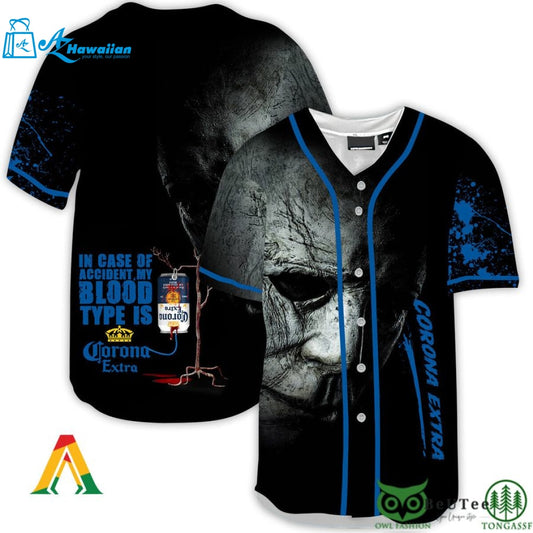 Halloween Horror Michael Myers Corona Extra Baseball Jersey