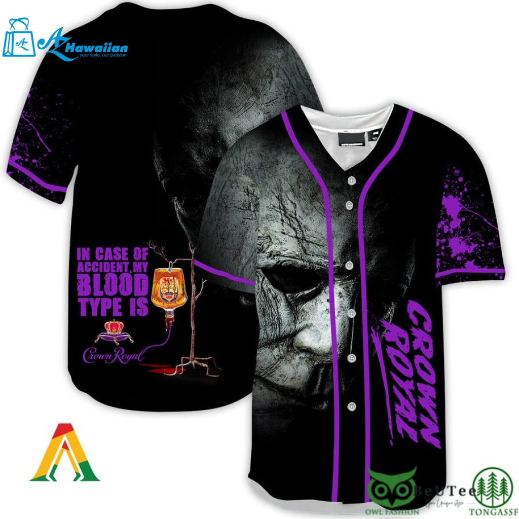 Halloween Horror Michael Myers Crown Royal Baseball Jersey