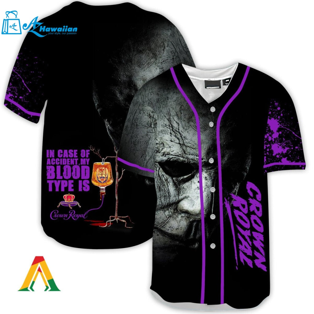 Halloween Horror Michael Myers Crown Royal Baseball Jersey