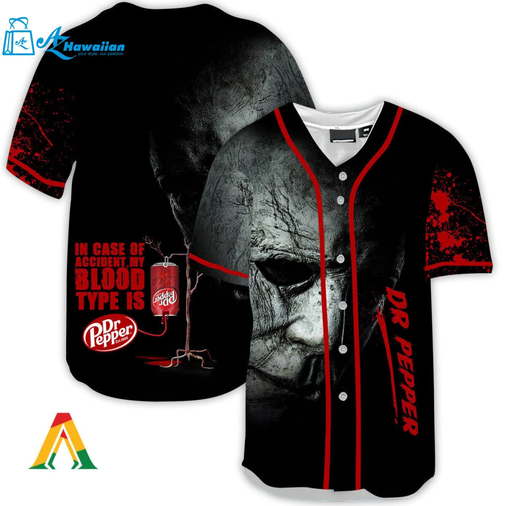 Halloween Horror Michael Myers Dr Pepper Baseball Jersey