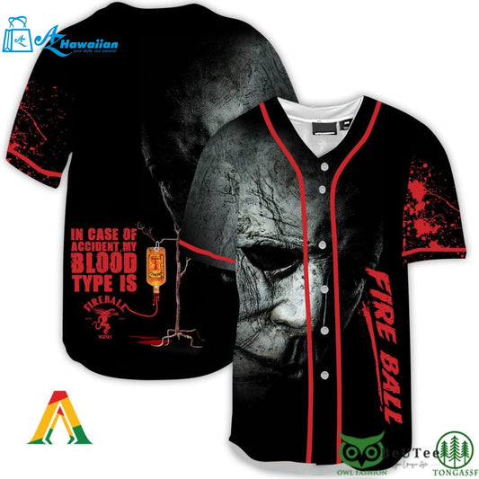 Halloween Horror Michael Myers Fireball Whisky Baseball Jersey