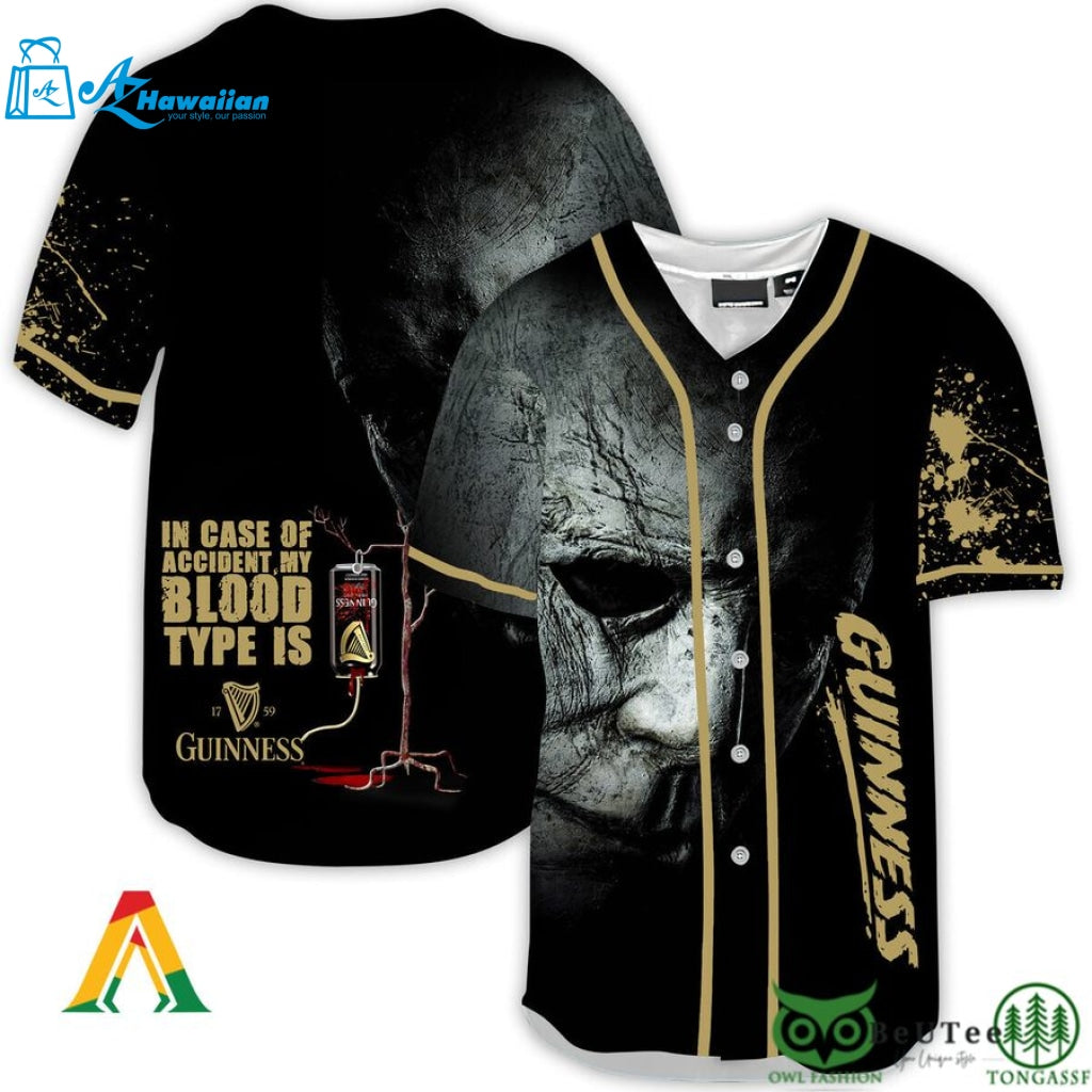 Halloween Horror Michael Myers Guinness Beer Baseball Jersey