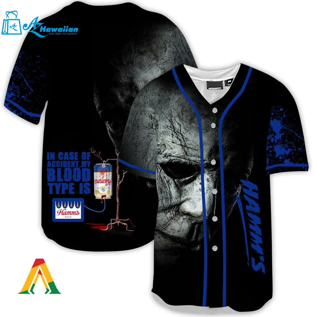 Halloween Horror Michael Myers Hamm's Beer Baseball Jersey