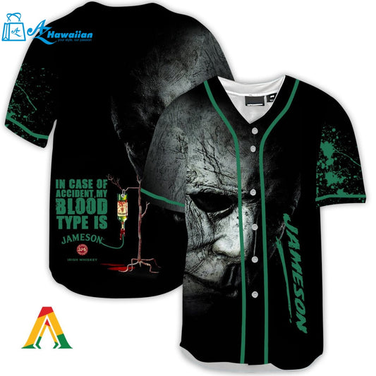 Halloween Horror Michael Myers Jameson Whisky Baseball Jersey