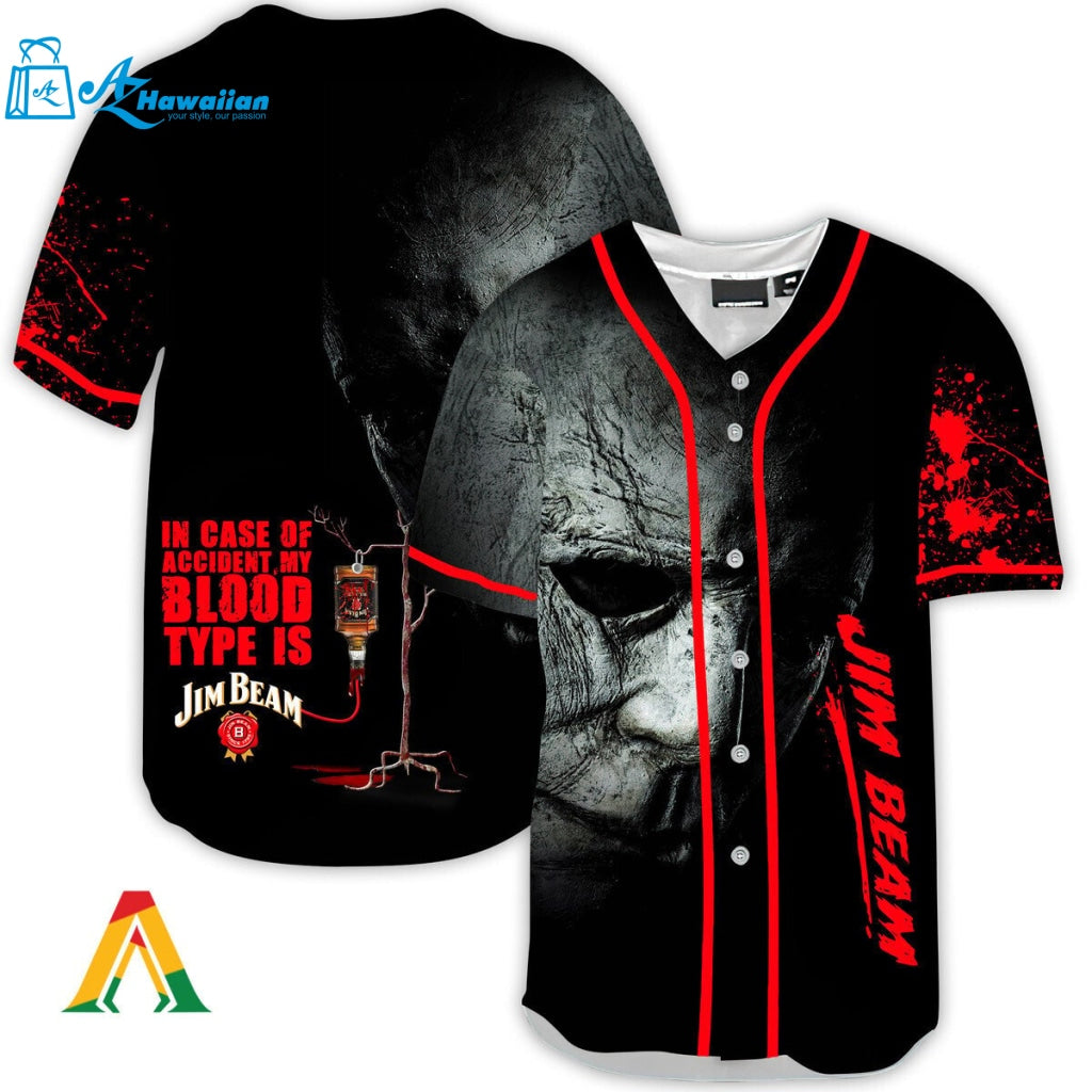 Halloween Horror Michael Myers Jim Beam Baseball Jersey