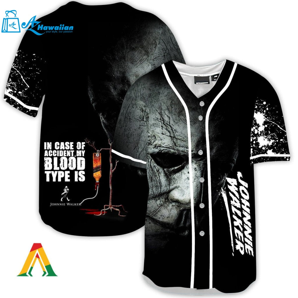 Halloween Horror Michael Myers Johnnie Walker Baseball Jersey