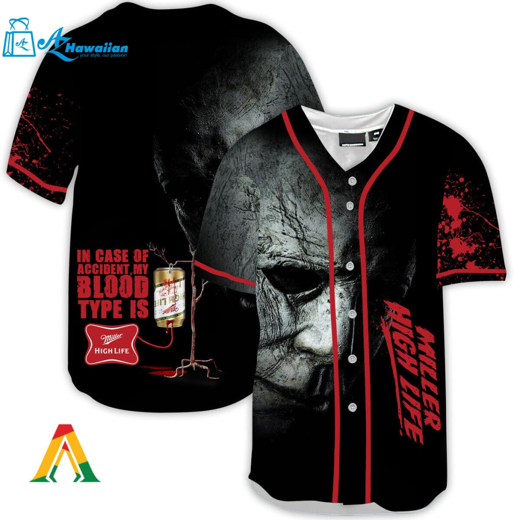 Halloween Horror Michael Myers Miller High Life Baseball Jersey