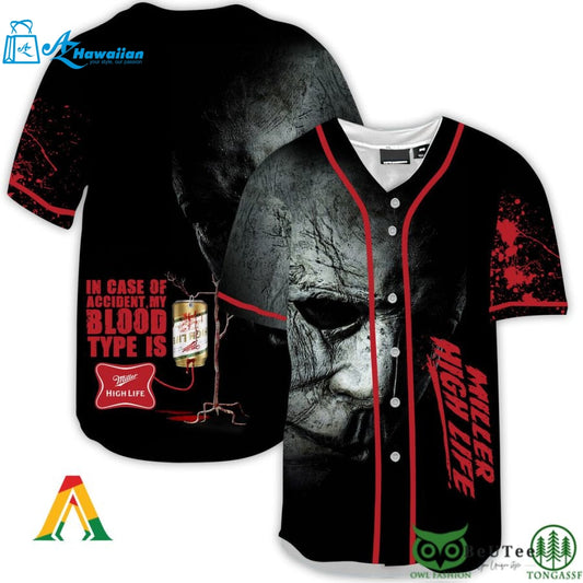 Halloween Horror Michael Myers Miller High Life Baseball Jersey