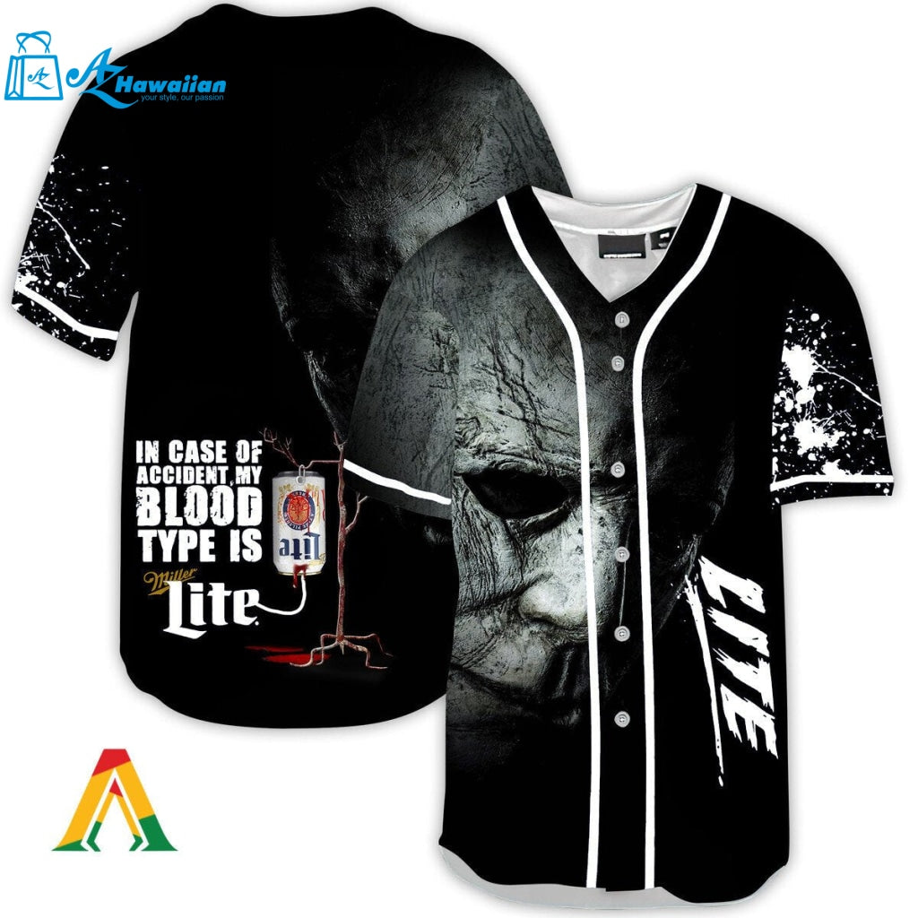 Halloween Horror Michael Myers Miller Lite Baseball Jersey