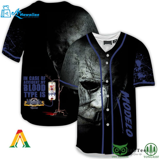 Halloween Horror Michael Myers Modelo Beer Baseball Jersey