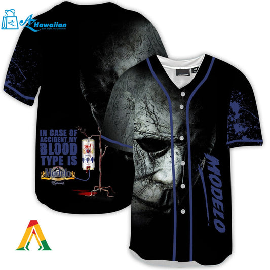 Halloween Horror Michael Myers Modelo Beer Baseball Jersey