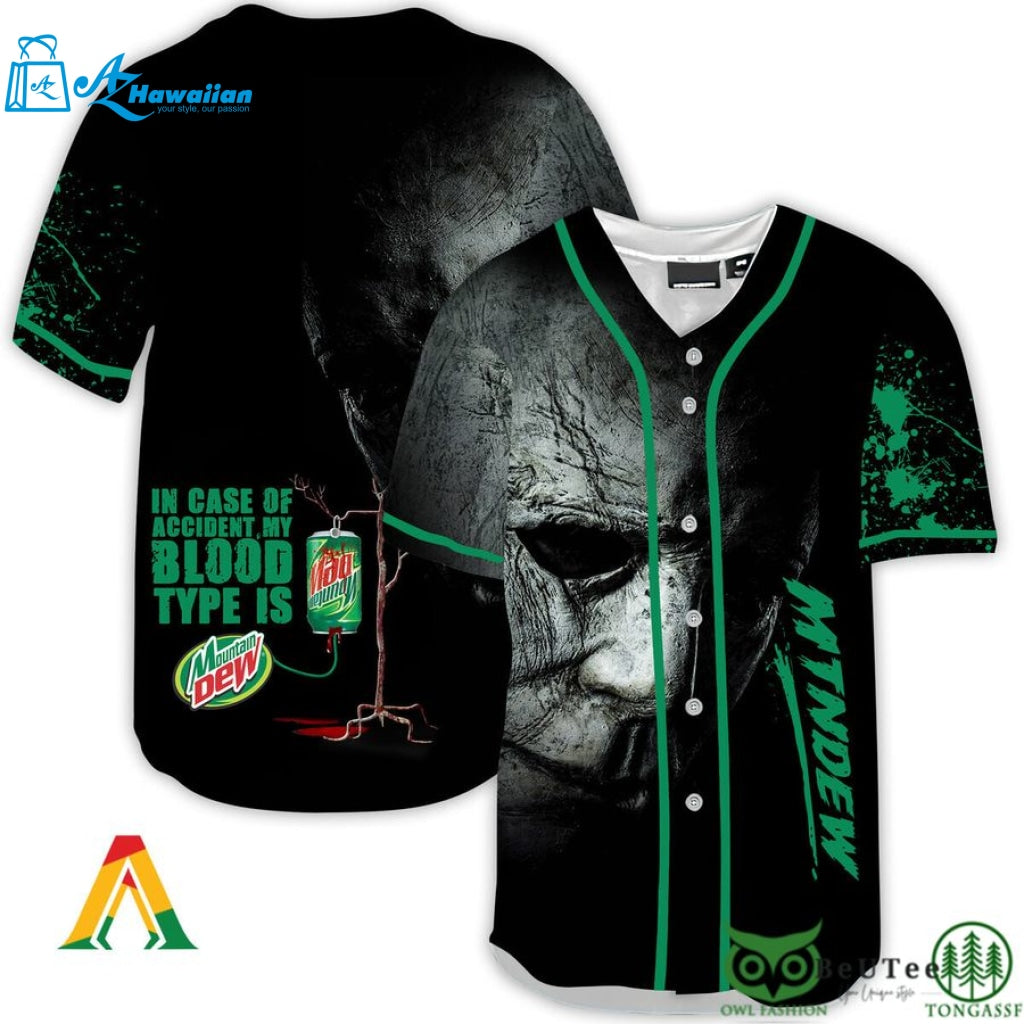 Halloween Horror Michael Myers Mountain Dew Baseball Jersey