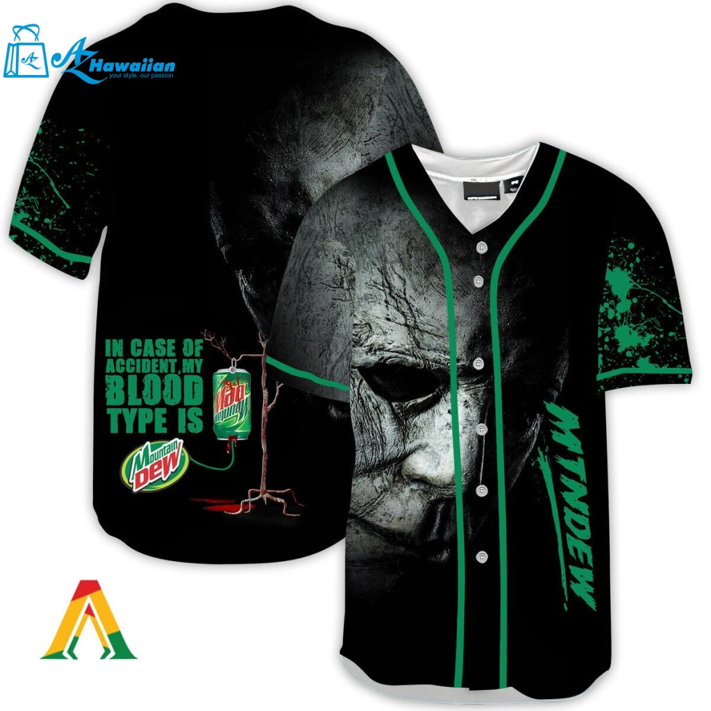 Halloween Horror Michael Myers Mountain Dew Baseball Jersey