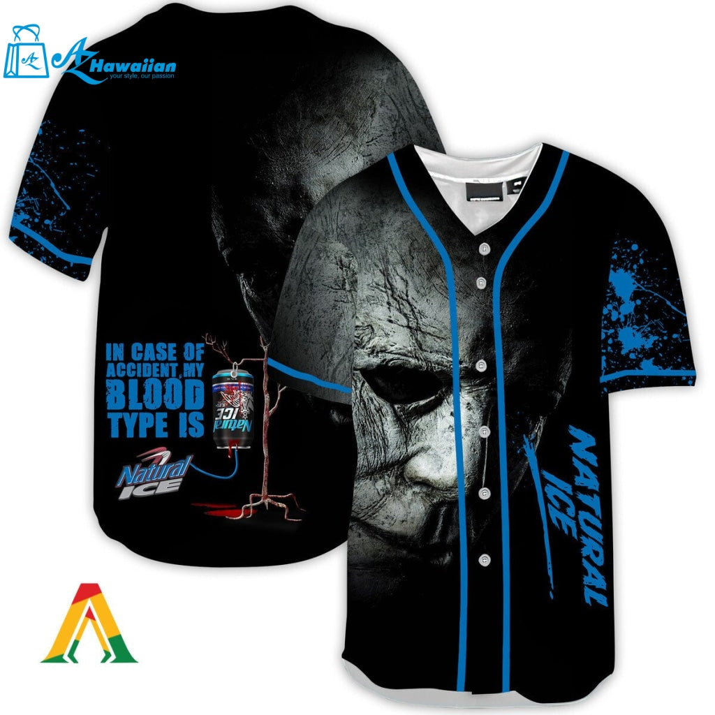 Halloween Horror Michael Myers Natural Ice Baseball Jersey