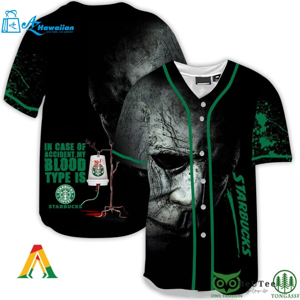 Halloween Horror Michael Myers Starbucks Baseball Jersey