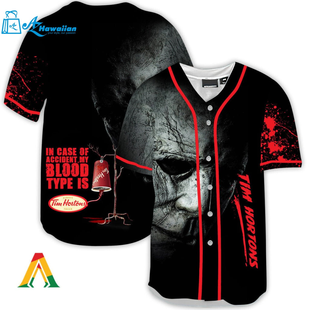 Halloween Horror Michael Myers Tim Hortons Baseball Jersey