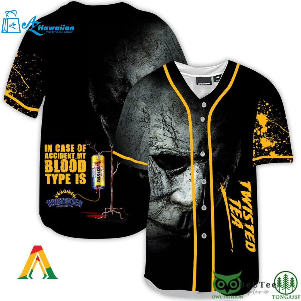 Halloween Horror Michael Myers Twisted Tea Baseball Jersey