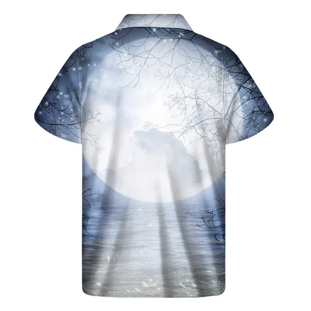 Halloween Moonlight Print Mens Short Sleeve Shirt Hawaiian