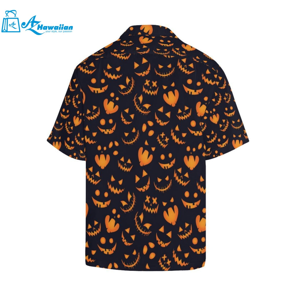 Halloween Pattern Pumpkin Background Mens All Over Print Hawaiian Shirt