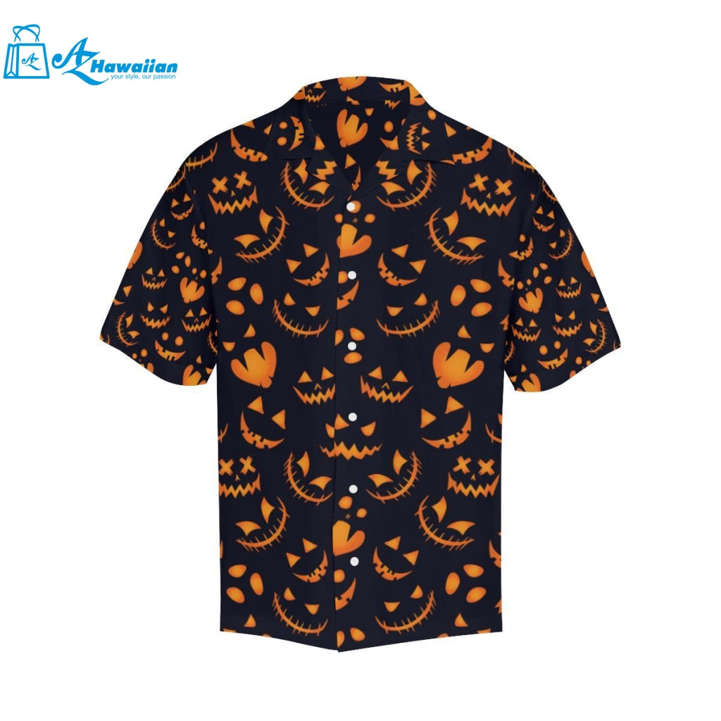 Halloween Pattern Pumpkin Background Mens All Over Print Hawaiian Shirt