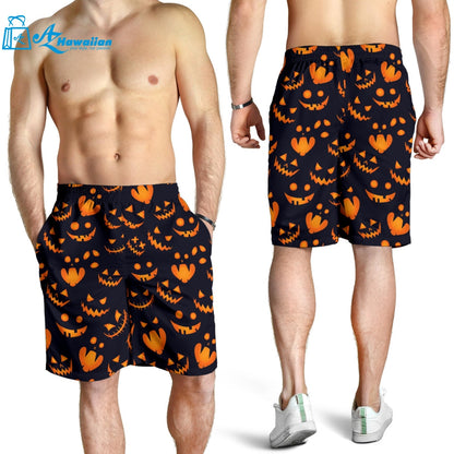 Halloween Pattern Pumpkin Background Men Shorts