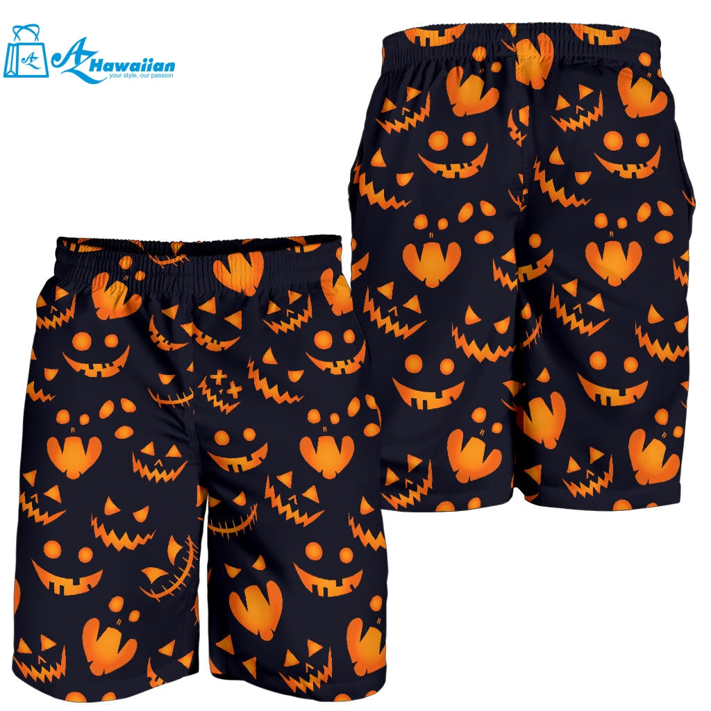 Halloween Pattern Pumpkin Background Men Shorts