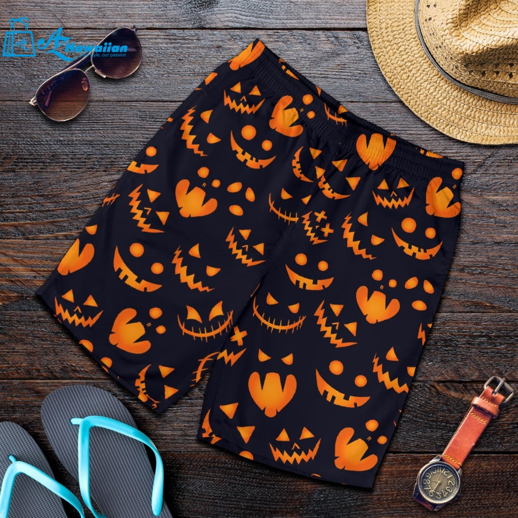 Halloween Pattern Pumpkin Background Men Shorts