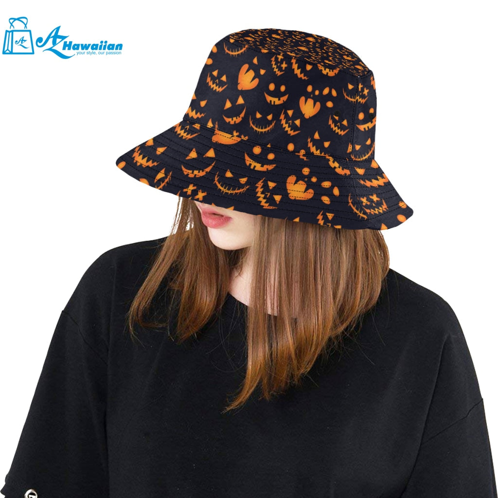 Halloween pattern Pumpkin background Unisex Bucket Hat