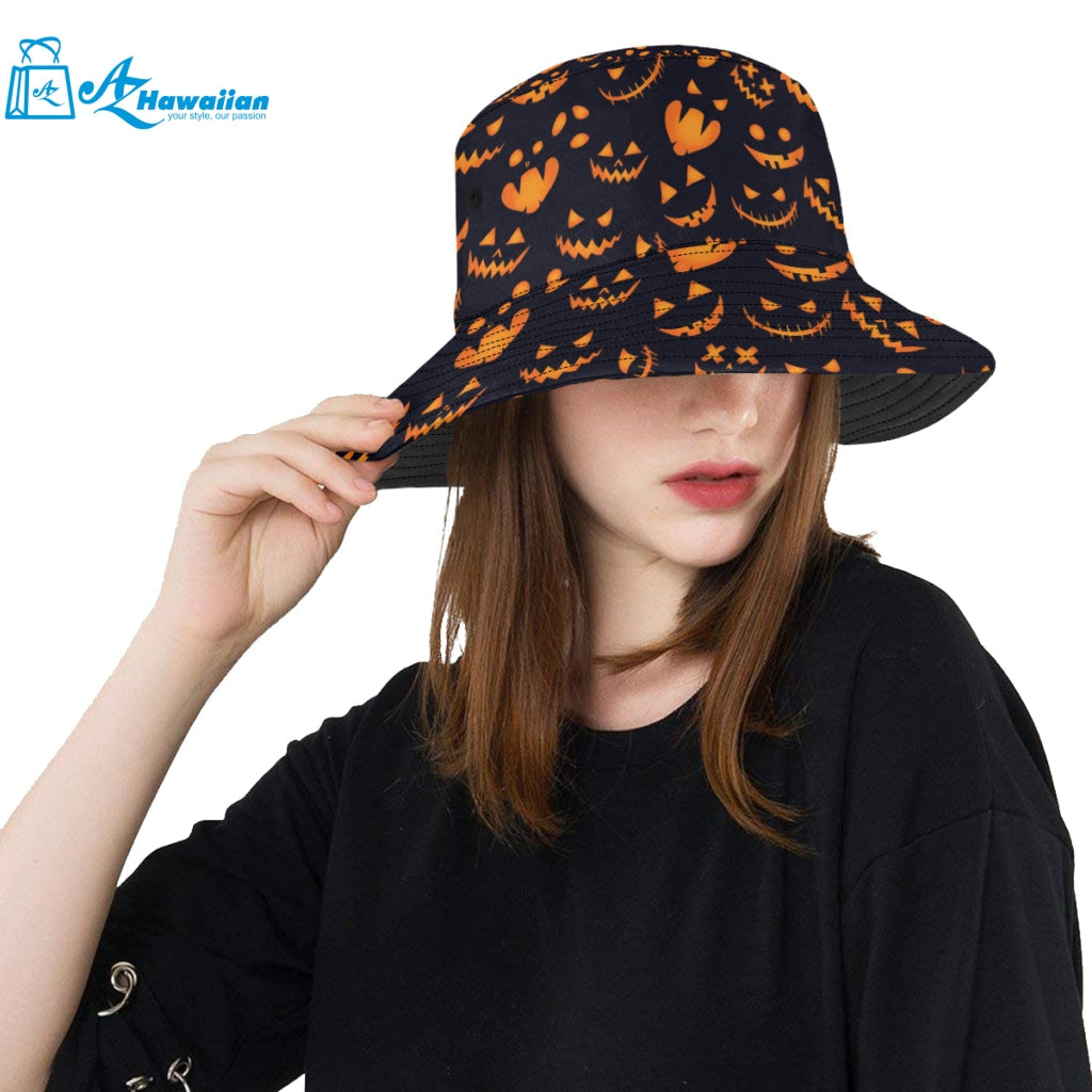 Halloween pattern Pumpkin background Unisex Bucket Hat