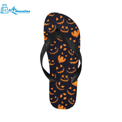 Halloween pattern Pumpkin background Unisex Flip Flops