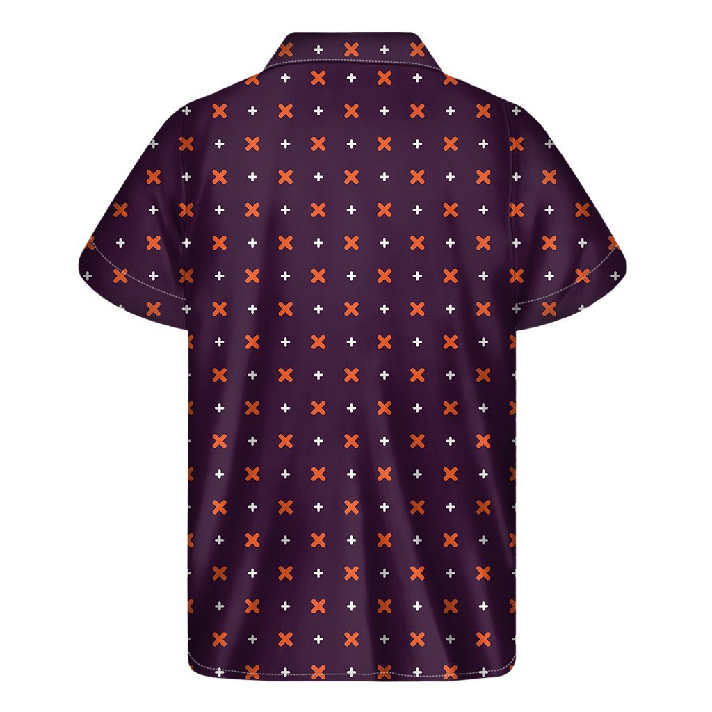 Halloween Plus And Cross Pattern Print Mens Short Sleeve Shirt Hawaiian