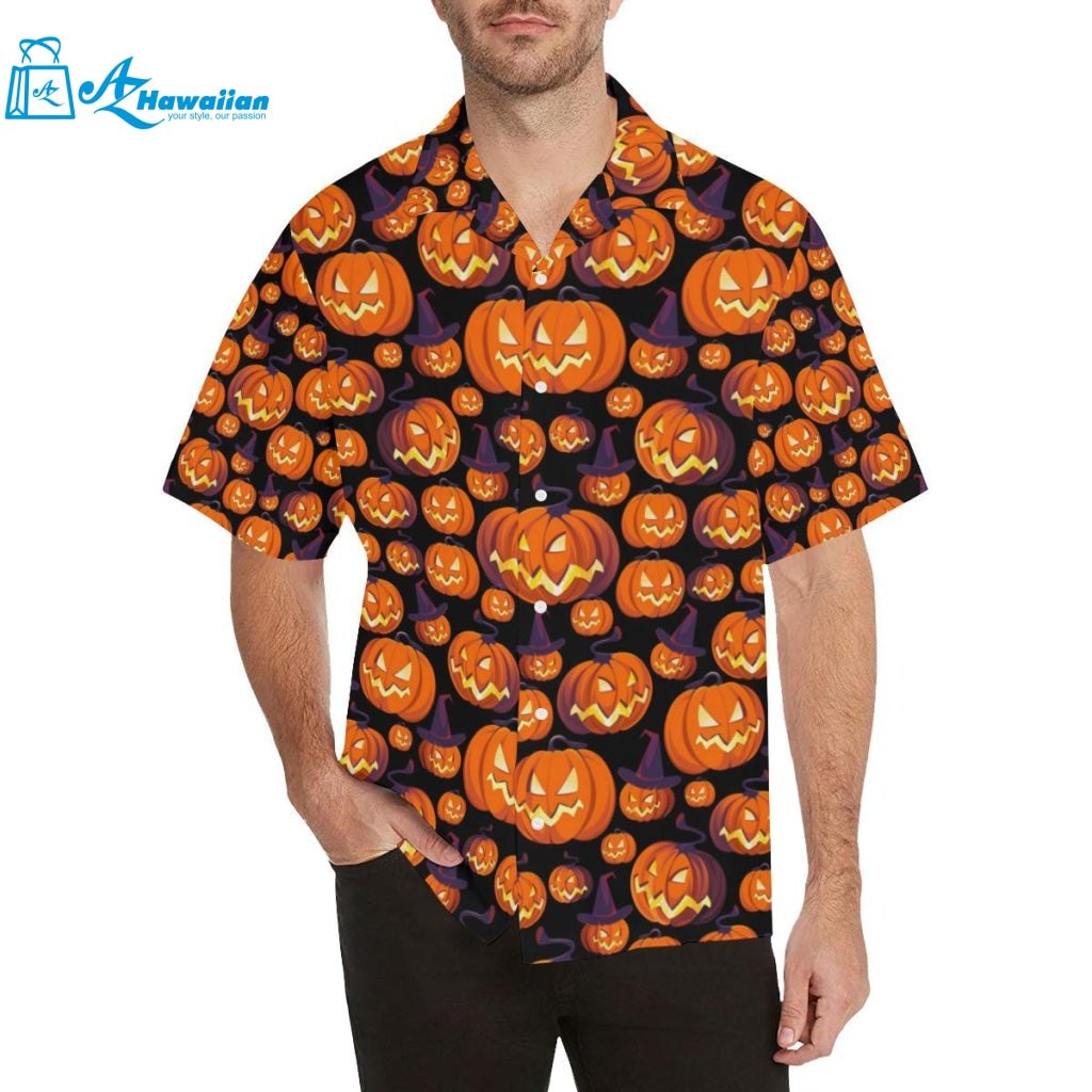 Halloween Pumpkin Pattern Mens All Over Print Hawaiian Shirt