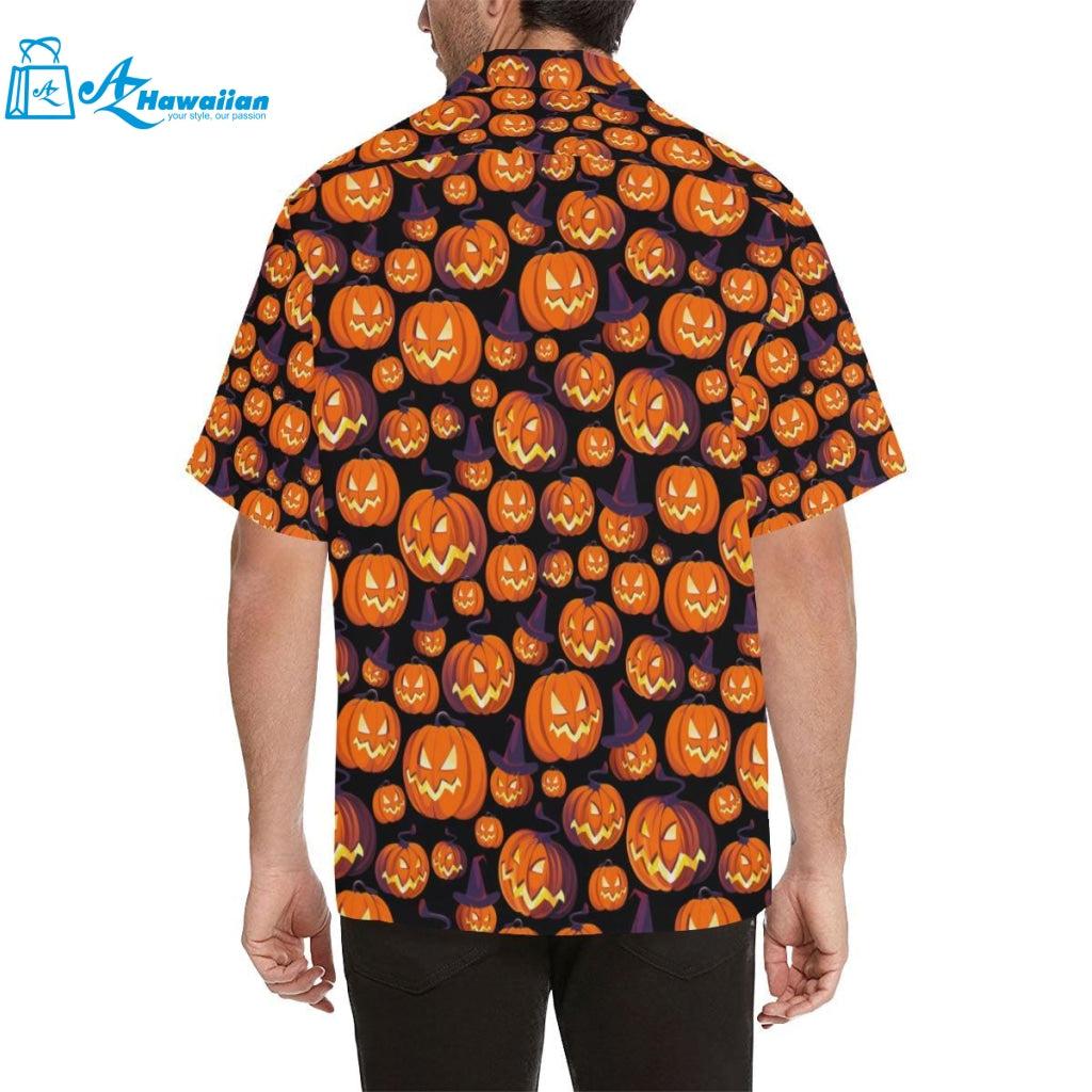 Halloween Pumpkin Pattern Mens All Over Print Hawaiian Shirt