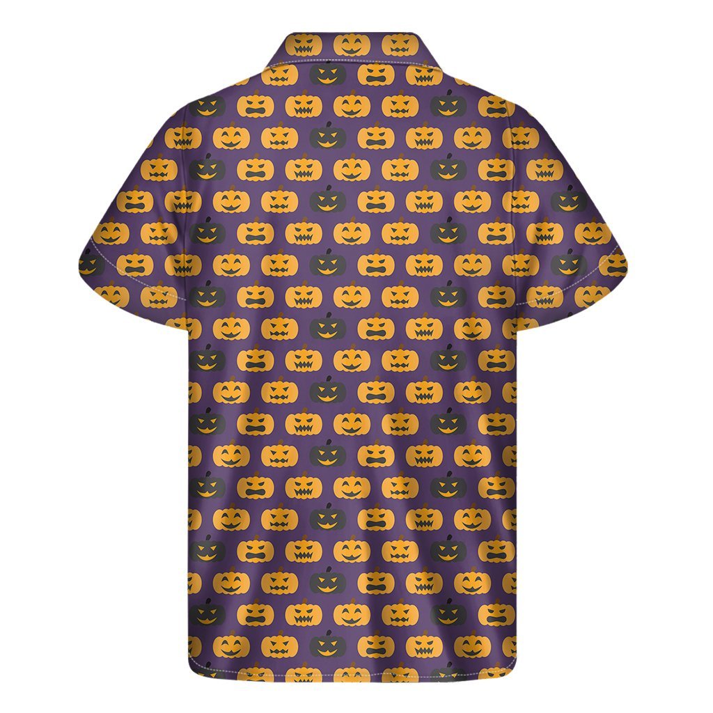 Halloween Pumpkin Pattern Print Mens Short Sleeve Shirt Hawaiian