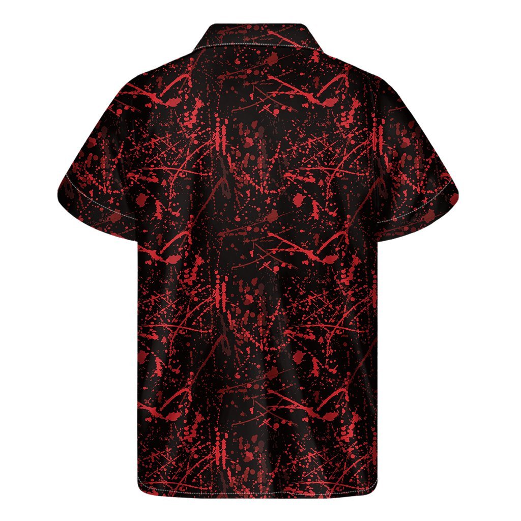 Halloween Red Blood Print Mens Short Sleeve Shirt Hawaiian