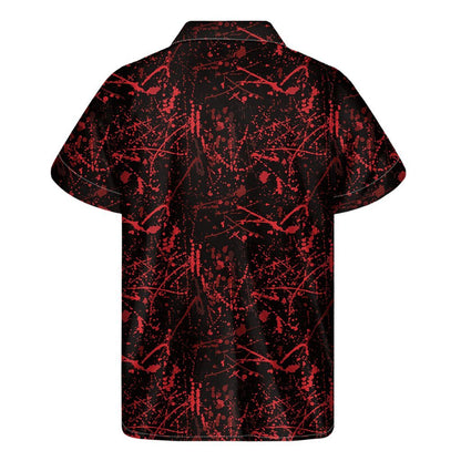 Halloween Red Blood Print Mens Short Sleeve Shirt Hawaiian