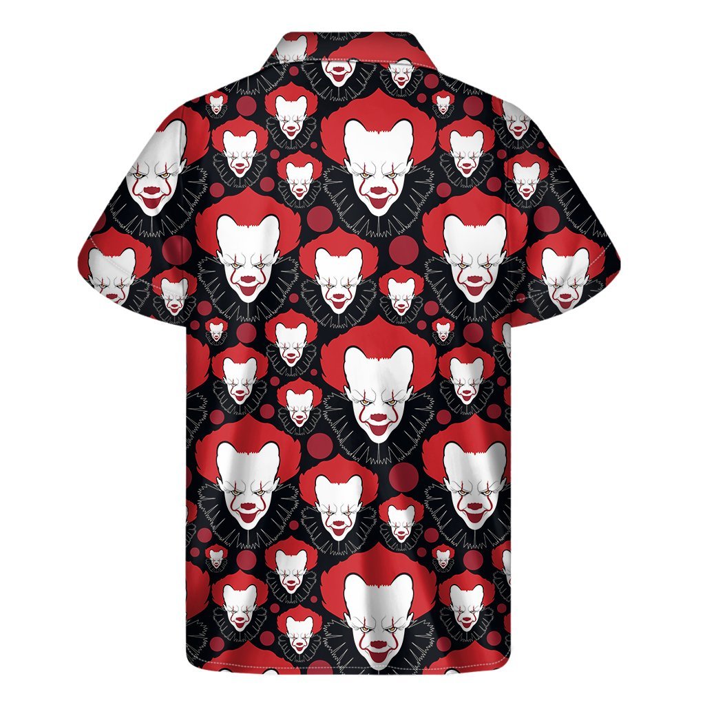 Halloween Scary Clown Pattern Print Mens Short Sleeve Shirt Hawaiian