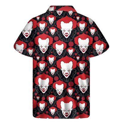 Halloween Scary Clown Pattern Print Mens Short Sleeve Shirt Hawaiian