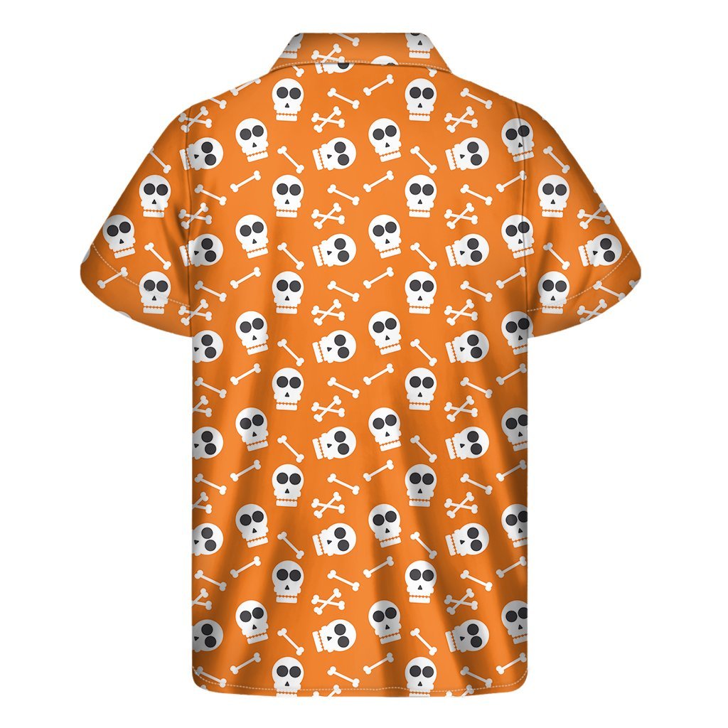 Halloween Skull Pattern Print Mens Short Sleeve Shirt Hawaiian