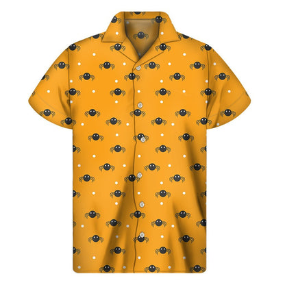 Halloween Spider Pattern Print Mens Short Sleeve Shirt Hawaiian