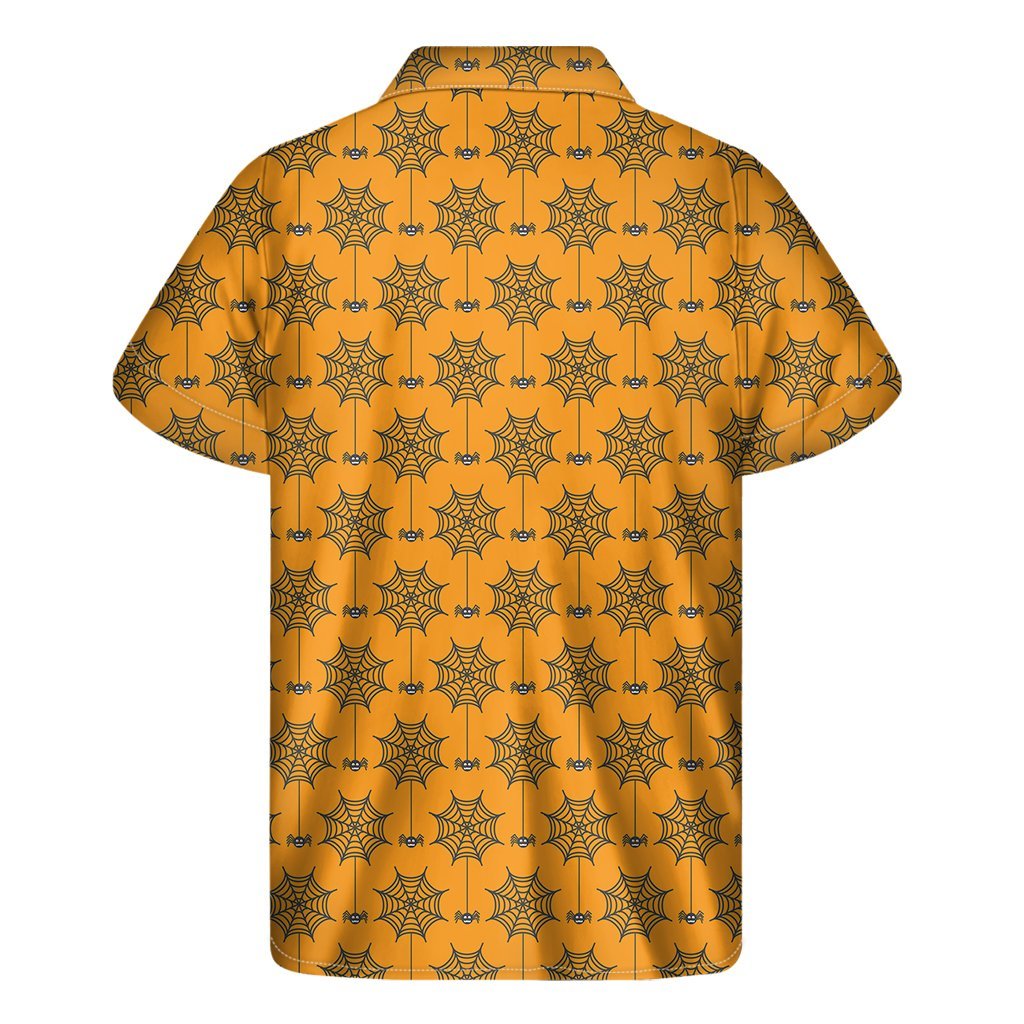 Halloween Spider Web Pattern Print Mens Short Sleeve Shirt Hawaiian