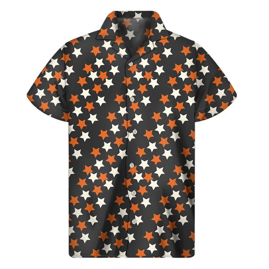 Halloween Star Pattern Print Mens Short Sleeve Shirt Hawaiian