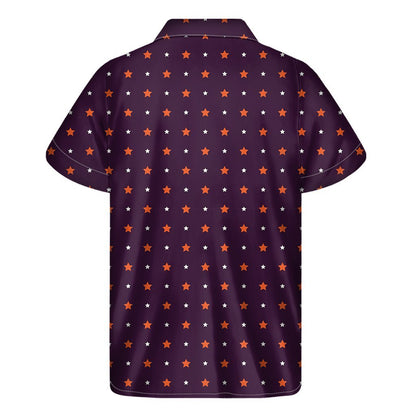 Halloween Stars Pattern Print Mens Short Sleeve Shirt Hawaiian