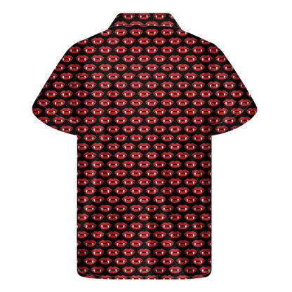 Halloween Vampire Lips Pattern Print Mens Short Sleeve Shirt Hawaiian