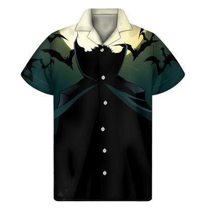 Halloween Vampire Silhouette Print Mens Short Sleeve Shirt Hawaiian